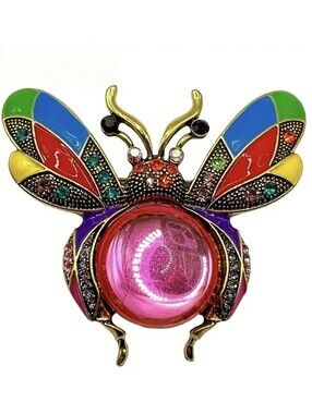Stunning  Jelly Belly Bee Brooch Vintage Inspired Multi Colored Punk Resin Stone